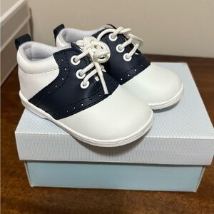 Infant White and Navy Lace-Up Shoes | Size 4 | New in Box